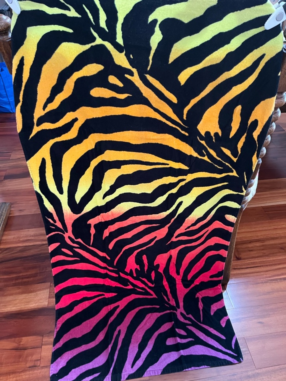 Gradient Zebra Print Beach Towel - Yellow Orange Pink Purple - Picture 5 of 9